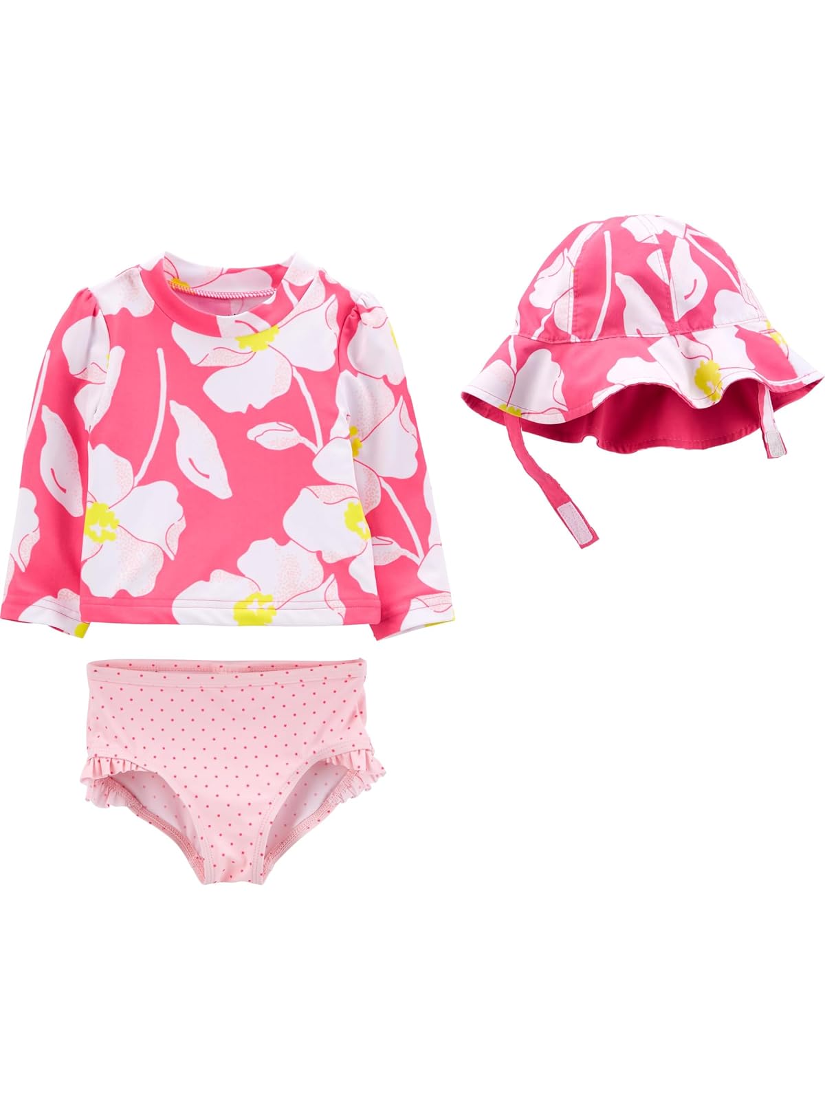 Simple Joys by Carter's Conjunto de 3 Piezas de Playera de protección, Pantalones y Sombrero para niña Conjunto de Playera de Surf para Bebé-Niñas
