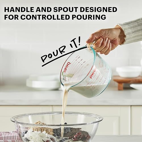 Pyrex Essentials - Juego de tazas medidoras de vidrio (2 unidades) | Para preparar, hornear y cocinar, horno precalentado, lavaplatos, congelador y microondas