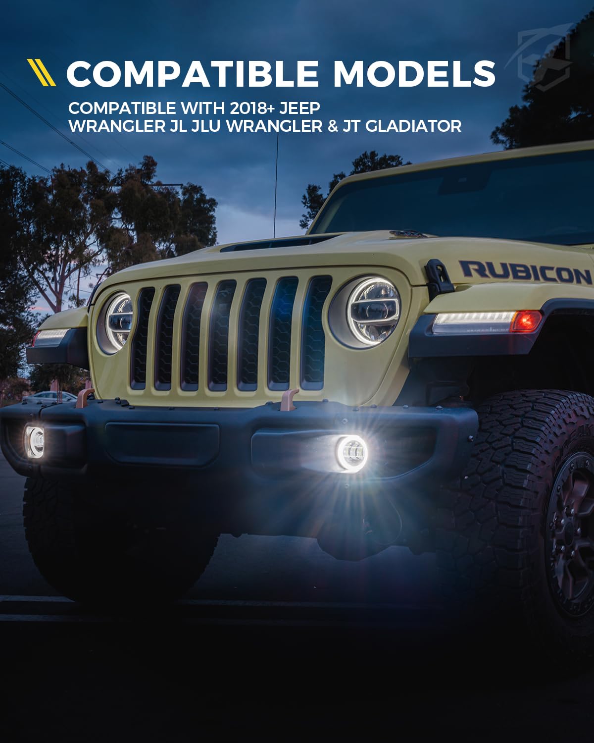 Xprite Ultra 300% luces antiniebla LED de 60 W con DRL compatibles con Jeep Wrangler JL JLU y 2020+ Gladiator JT, DOT, 6500K, Plug N Play, lámpara antiniebla de parachoques delantero con 2
