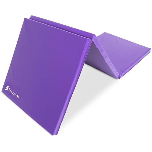 ProsourceFit Tri-Fold Folding Thick Exercise Mat 6’x2’ with Carrying Handles for MMA, Gymnastics, Stretching, Core Workouts