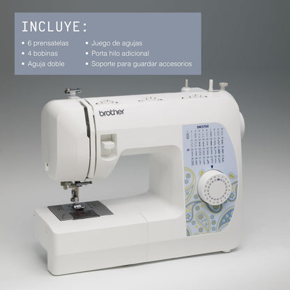 Brother BM-3700 - Máquina de coser (Blanco, Máquina de coser automática, Costura, Eléctrico, 389 mm, 159 mm)