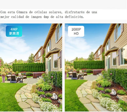 ZDQC Cámara Solar inalámbrica, Cámara de videovigilancia WiFi, detección de Movimiento pir, Alarma de aplicación de Sirena, diálogo bidireccional, 64G Tarjeta de Memoria