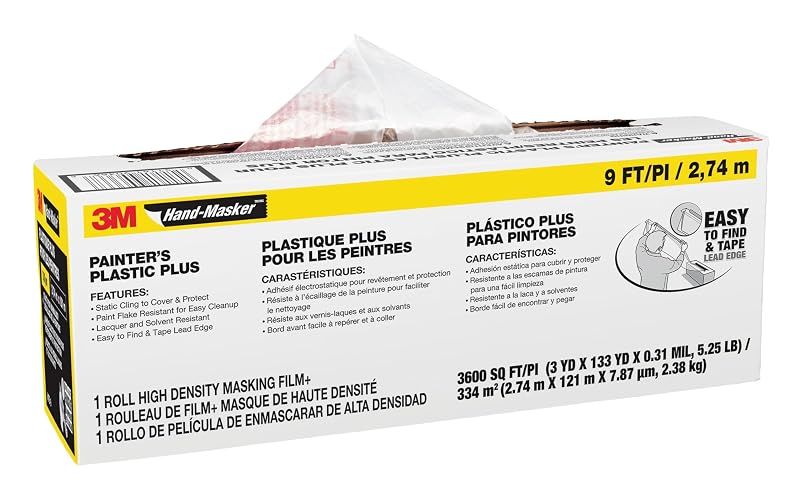Scotch Painter's Tape MFB-9 Máscaras Plásticas 9x400 pies | 3600 pies cuadrados, resistencia a pintura y disolventes, borde de ataque fácil, sin sangrado