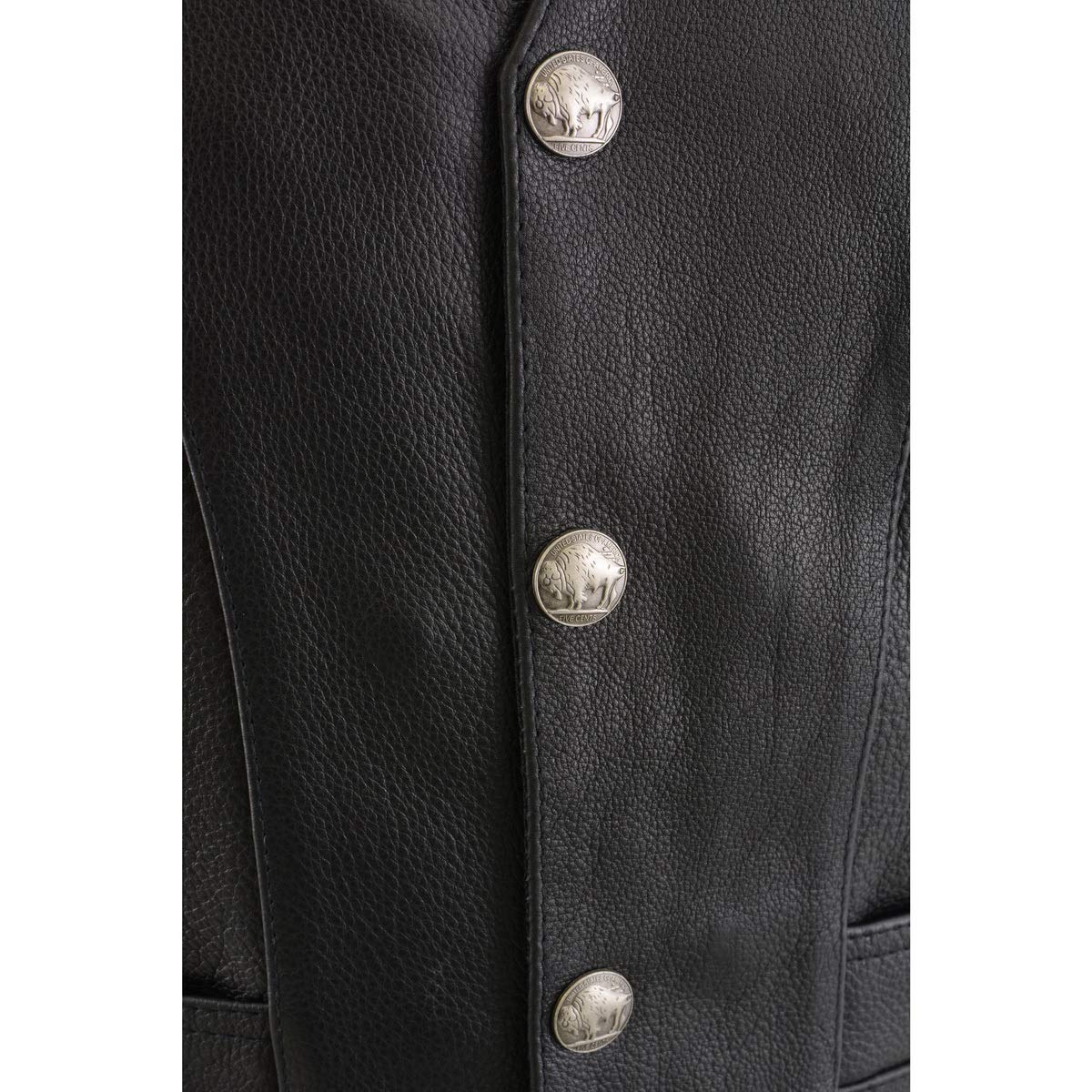 Milwaukee Leather - Chaleco de Piel de Alta Calidad para Hombre con Encaje Lateral para Motocicleta, Negro, Talla 48