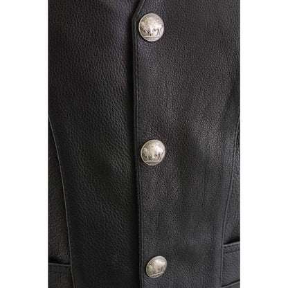 Milwaukee Leather - Chaleco de Piel de Alta Calidad para Hombre con Encaje Lateral para Motocicleta, Negro, Talla 48