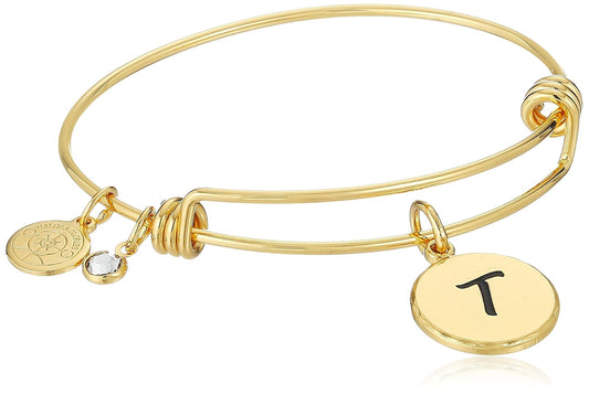 Halos & Glories, Initial T Shiny Gold Bangle Bracelet