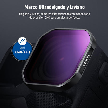 NEEWER 4 Filtro ND Polarizador Compatible con Insta360 Ace Pro 2, ND8/PL+ND16/PL+ND32/PL+ND64/PL, Accesorio NO Compatible con Versión Actualizada del Protector Lente Octogonal Redondo Rediseñado, FL91