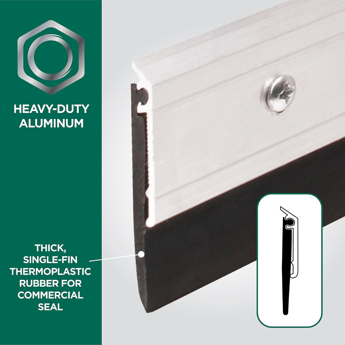 M-D Building Products 69604 - Barrido de puerta para todas las estaciones, aluminio resistente, ideal para uso residencial y comercial, fácil instalación con sello de goma pesado, garantiza comodidad