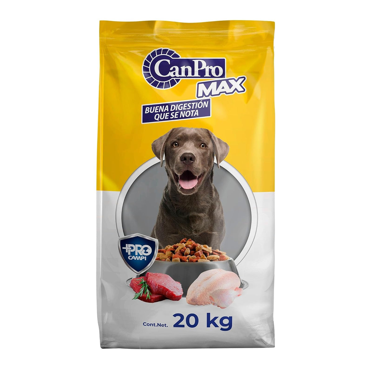 CAMPI, Croquetas para Perro Adulto CanPro MAX, 15% de Proteína, Sabor a Res y Pollo, Alimento con Vitaminas y Minerales, Costal de 20 kg