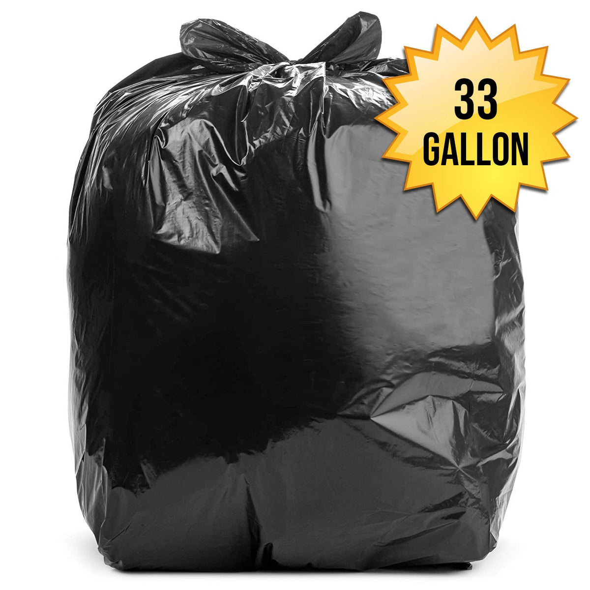 Aluf Plastics 33 Gallon 1.7 MIL (eq) Black Heavy Duty Trash Can Liners - 33" x 39" - Pack of 100 - For Contractor, Industrial, Commercial