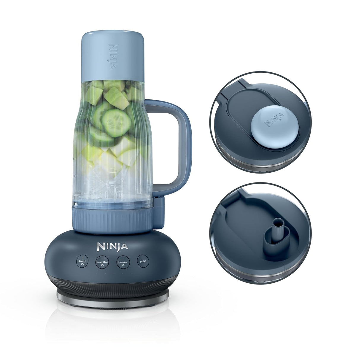 Ninja BlendBOSS Licuadora Portátil 1200W, Vaso 26 oz - Ciberespacio - Popote + tapa Chug
