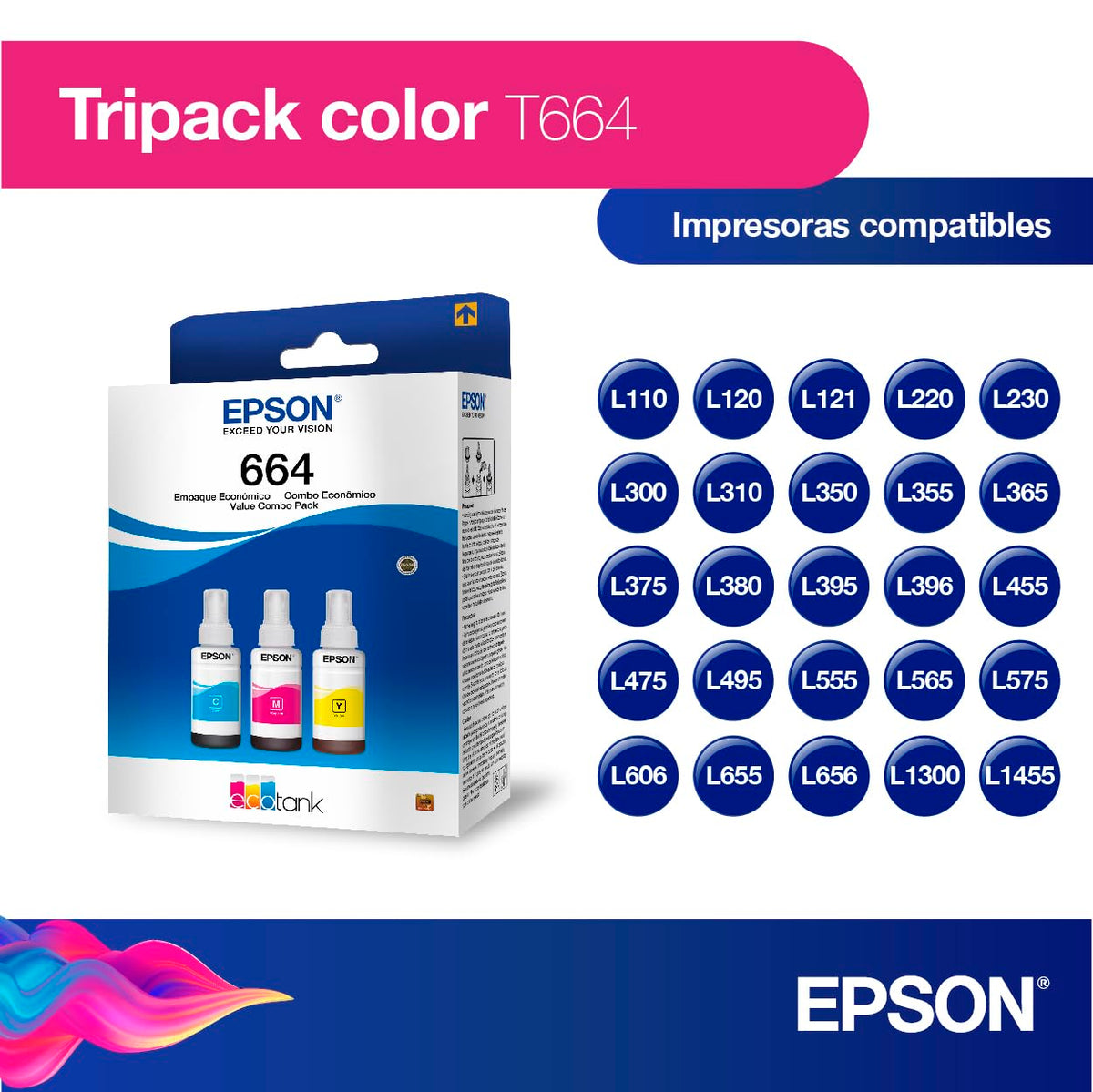 Epson Ecofit Botellas de Tinta Cian-mag-Ama T664 3 Unid.