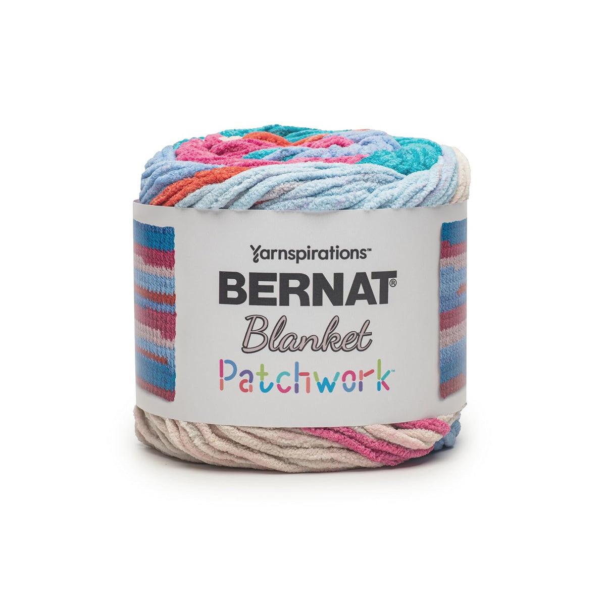 Bernat - Toalla de playa con diseño de patchwork, paquete de 2 unidades de 300 g, 100% poliéster, #6, súper voluminosa, 220 yardas, tela/ganchillo
