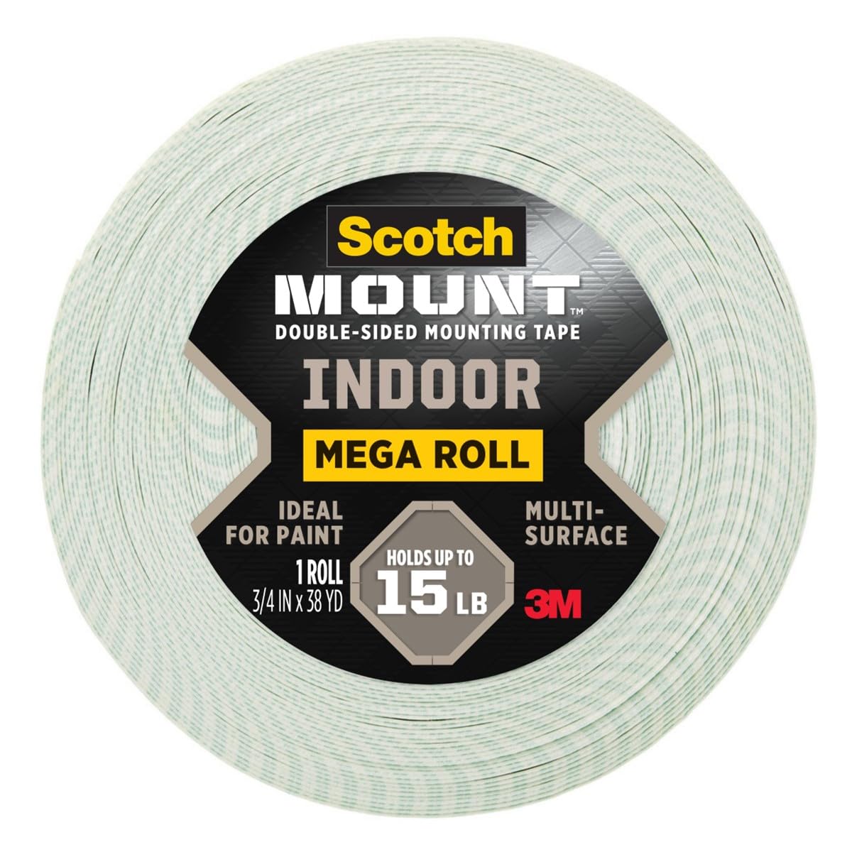 Scotch-Mount 3M Cinta de Montaje Doble Cara, Fijación permanente para Interiores, 19 mmx x 34.75 m, 1 rollo, Soporta hasta 6.8 Kg, Modelo 110H-MR