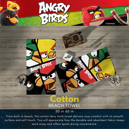 Franco Collectibles Angry Birds - Toalla de baño de algodón súper Suave, 60 x 30 Pulgadas, (Producto 100% con Licencia Oficial)