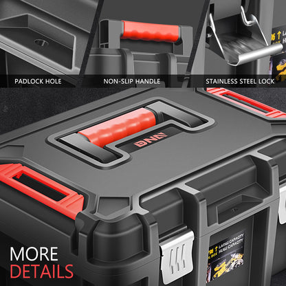 DNA Motoring Juego de 2 Cajas de Herramientas - Caja de Herramientas portátil con Organizador y Cerradura y Bandeja extraíble para Taller, Garaje y hogar, Gran Capacidad, TOOLS-00310