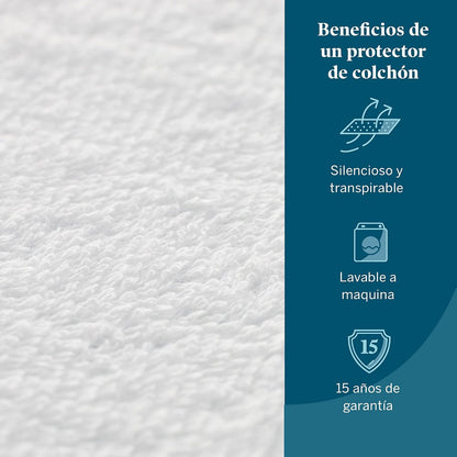 Lucid - Protector de Colchón 100% Impermeable - Ajuste Universal - Cubierta de Tela Toalla - Cubre Colchón de Algodón Suave - Hipoalergénico y Transpirable - Blanco - Tamaño California King