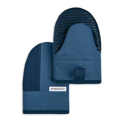 KitchenAid Juego de 2 Manoplas Antideslizantes para Horno - 5.5"x8" - Azul marino - azul tinta