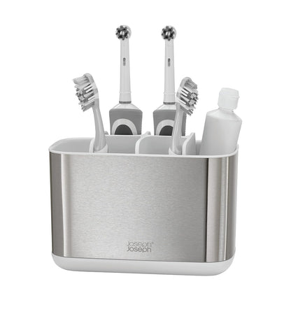 Joseph Joseph EasyStore Stainless-Steel Toothbrush Holder Bathroom Storage Organizer Caddy, Large - Groß - Acero Inoxidable