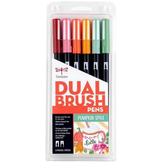 Tombow 56229 Dual Brush Pen Art Markers Pumpkin Spice 6-Pack