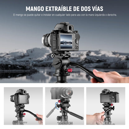 NEEWER Cabezal de Trípode Fluido con Mango y Liberación Rápida Tipo Arca, Cabezal Panorámico de Arrastre con Base Escalada de ø43mm para Cámara DSLR de Videocámara Compacta, Carga Máxima: 6,6lb, GM23