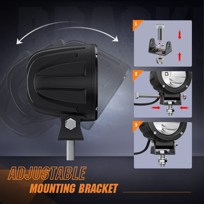 Nilight - Faros antiniebla LED para motocicletas, 2 unidades, redondos, redondos, todoterreno, 1065 lm, luces de conducción EMC integradas, luz auxiliar para moto, SUV, ATV