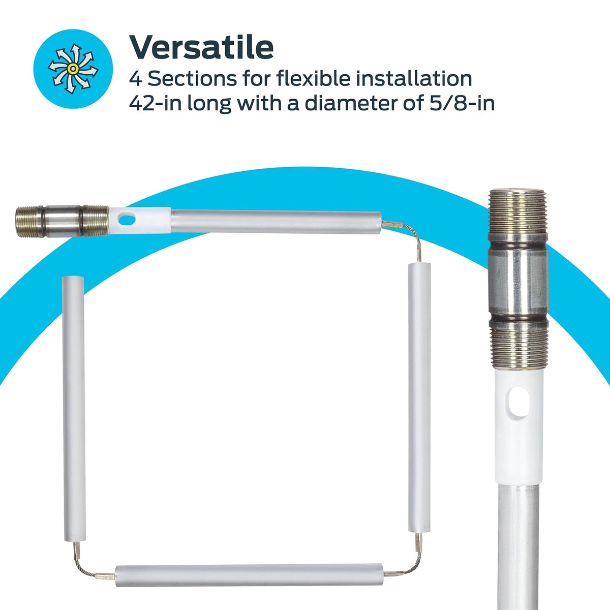 Eastman 60286 - Varilla flexible de ánodo de magnesio de 42 pulgadas, ajuste de pezón de 3 pulgadas, cromo,
