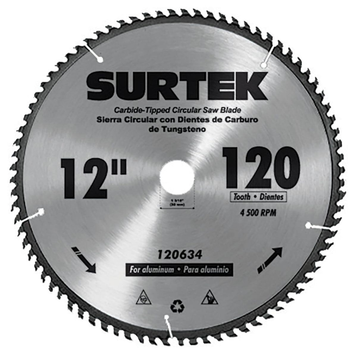 Surtek 120634 Disco para Sierra Circular para Aluminio, 12", 120 Dientes