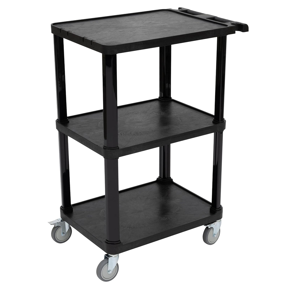 Pearington Carro Multiusos Compacto de plástico de 3 Niveles con Ruedas bloqueables de hasta 300 Libras, Color Negro