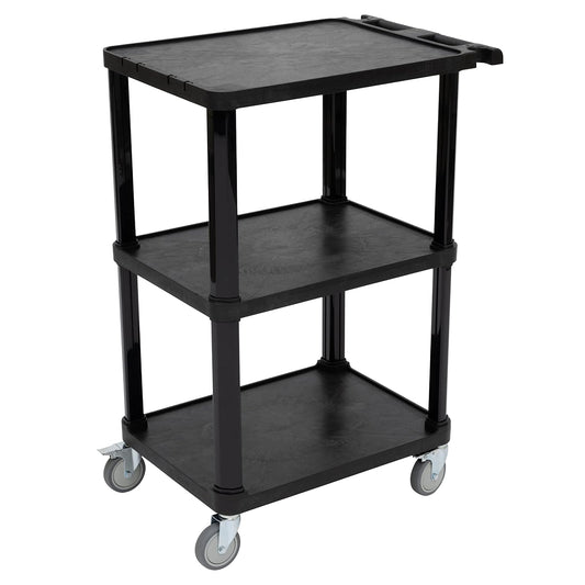 Pearington Carro Multiusos Compacto de plástico de 3 Niveles con Ruedas bloqueables de hasta 300 Libras, Color Negro