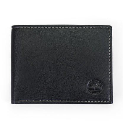 Timberland - Billetera de Cuero Genuino para Hombre - Elegantemente Sofisticado - Negro - Delgado - 7 Compartimentos - 4 Ranuras para Tarjetas - Ventana de Identificación - Sin Cierre - Talla Única - Negro (Blix).