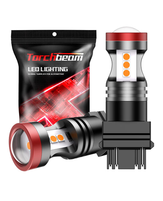 Torchbeam 3157 LED Bulbs, Amber Yellow LED Turn Signal Lights Bulbs, 400% Brighter 3156 3057 3457 4157 LED Bulb with Projector Replacement for Directional Blinker Parking Side Marker Lights