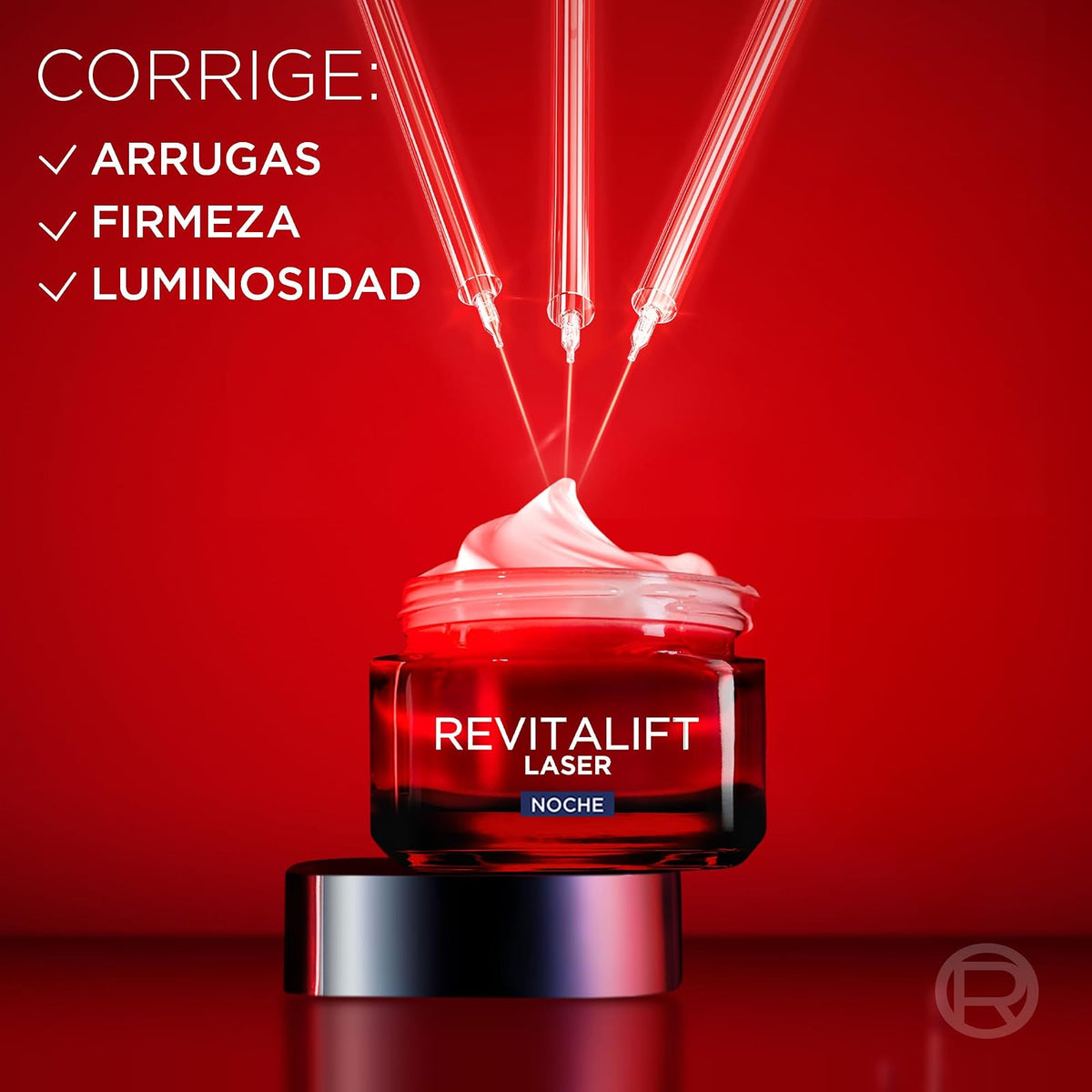 L'Oreal Paris Revitalift Laser Crema de Noche Triple Acción Anti-Edad, Corrige Arrugas, Firmeza, Luminosidad y Unifica el Tono, Pro-Retinol y Vitamina C, 50ml.