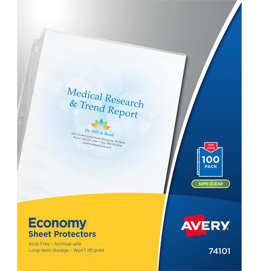 Avery PV119E Protector de Hoja, Semi-Transparente Básico, 100 Protectores