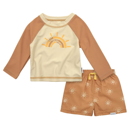 Gerber Conjunto de Traje de baño de Manga Larga para bebé Set de Traje para Agua para bebés niños - Suns - 18 Meses