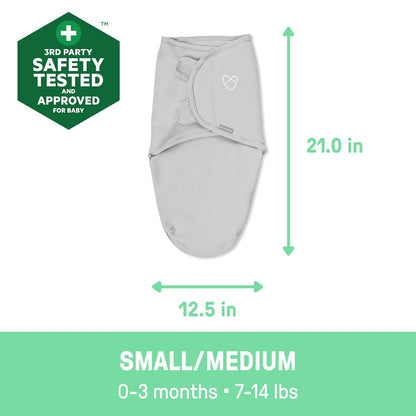 Ingenuity SwaddleMe Mantas envolventes para bebé niña de algodón, 0 a 3 Meses, 2 Piezas, Color Rosado con Corazones