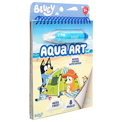 Bluey Aqua Art, Includes 4 Reusable Pages of Water Art & Water Pen, Color with Water Book, Water Reveal Activity Book, Paint with Water Books, Water Doodle Book, Reusable No-Mess Art Book