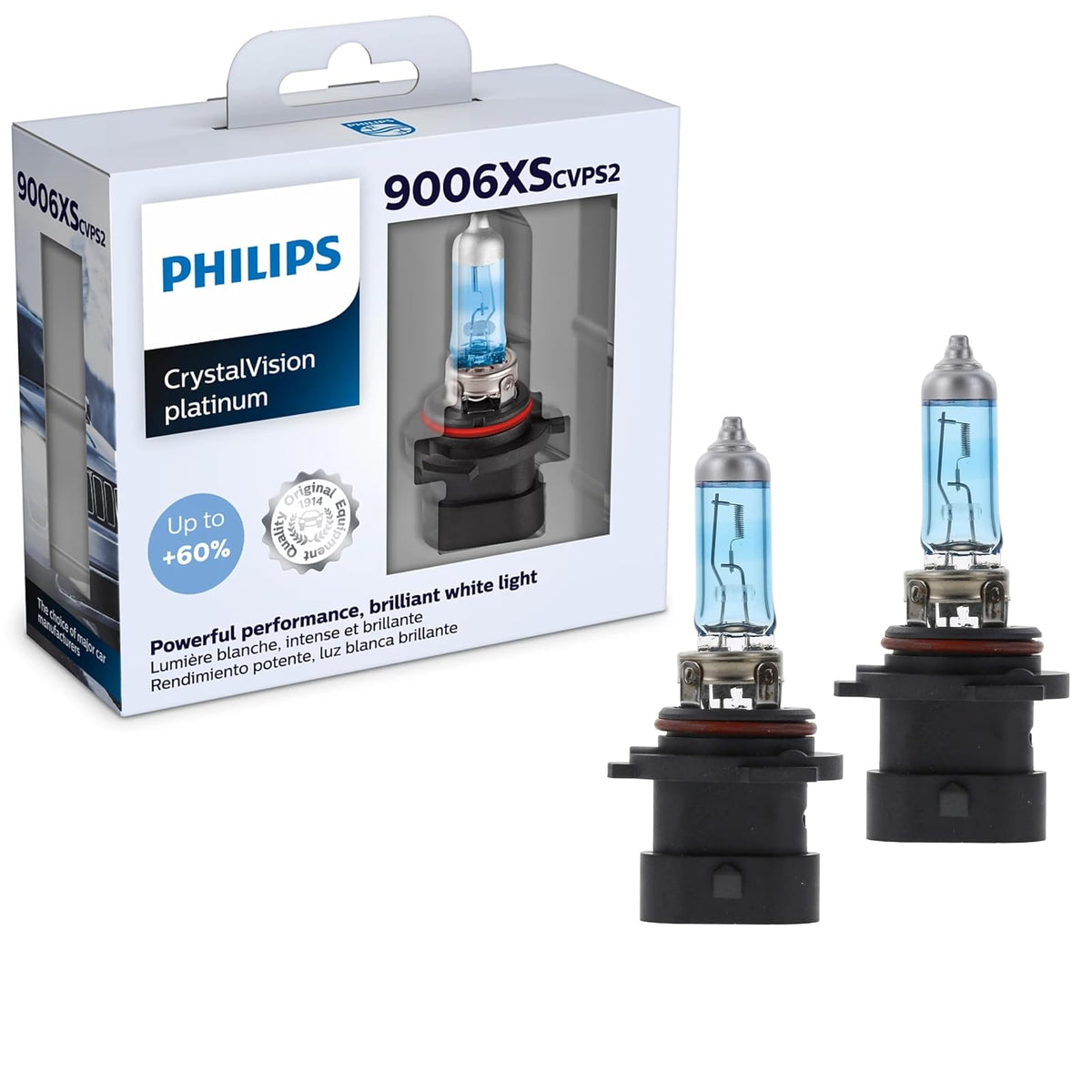 Philips Automotive Lighting 9006XS CrystalVision Platinum - Foco para faros delanteros, paquete de 2