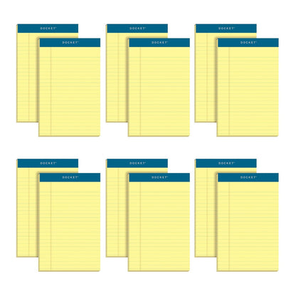 TOPS Docket Writing Pads, 5" x 8", Jr. Legal Rule, Canary Paper, 50 Sheets, 12 Pack (63350)