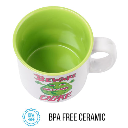 Silver Buffalo Shrek Beware - Taza de cerámica para campista (20 oz)