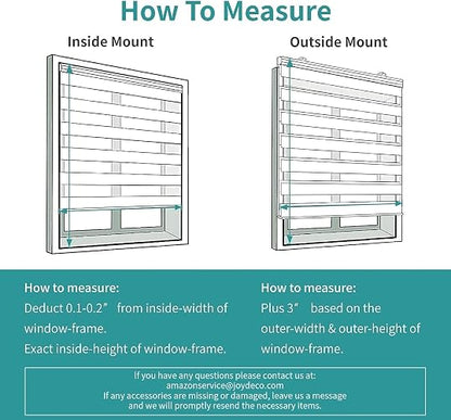Joydeco - Mini persianas de cebra inalámbricas para ventanas, color blanco transparente filtrando la luz de privacidad de doble capa para puerta corredera de vidrio de recámara, 35 pulgadas de ancho x 75 pulgadas de alto