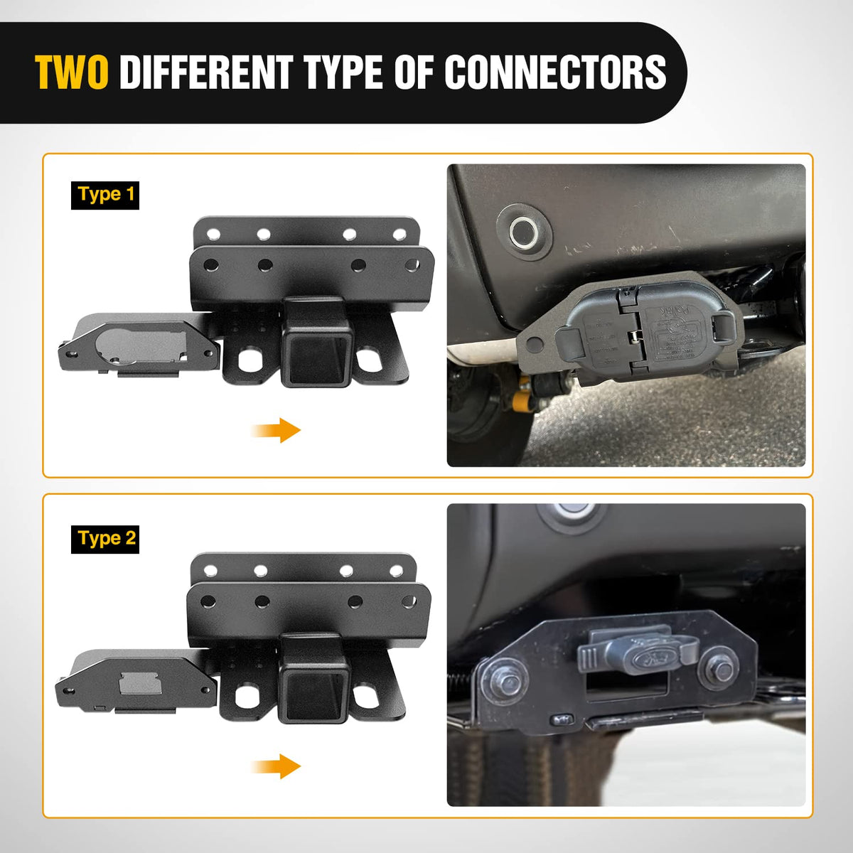 Nilight 2 Inch Rear Trailer Hitch Receiver Kit for 2021 2022 2023 2024 2025 2026 Ford Bronco 2 Door 4 Door (Exclude Bronco Sport) Rear Bumper Tow Hook Black Hitch Cover Kit