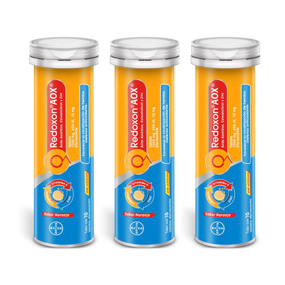 Redoxon AOX Multivitamínico con Vitamina C, Vitamina D y Zinc, Pack de 3 Unidades con 10 Tabletas Efervescentes, Naranja