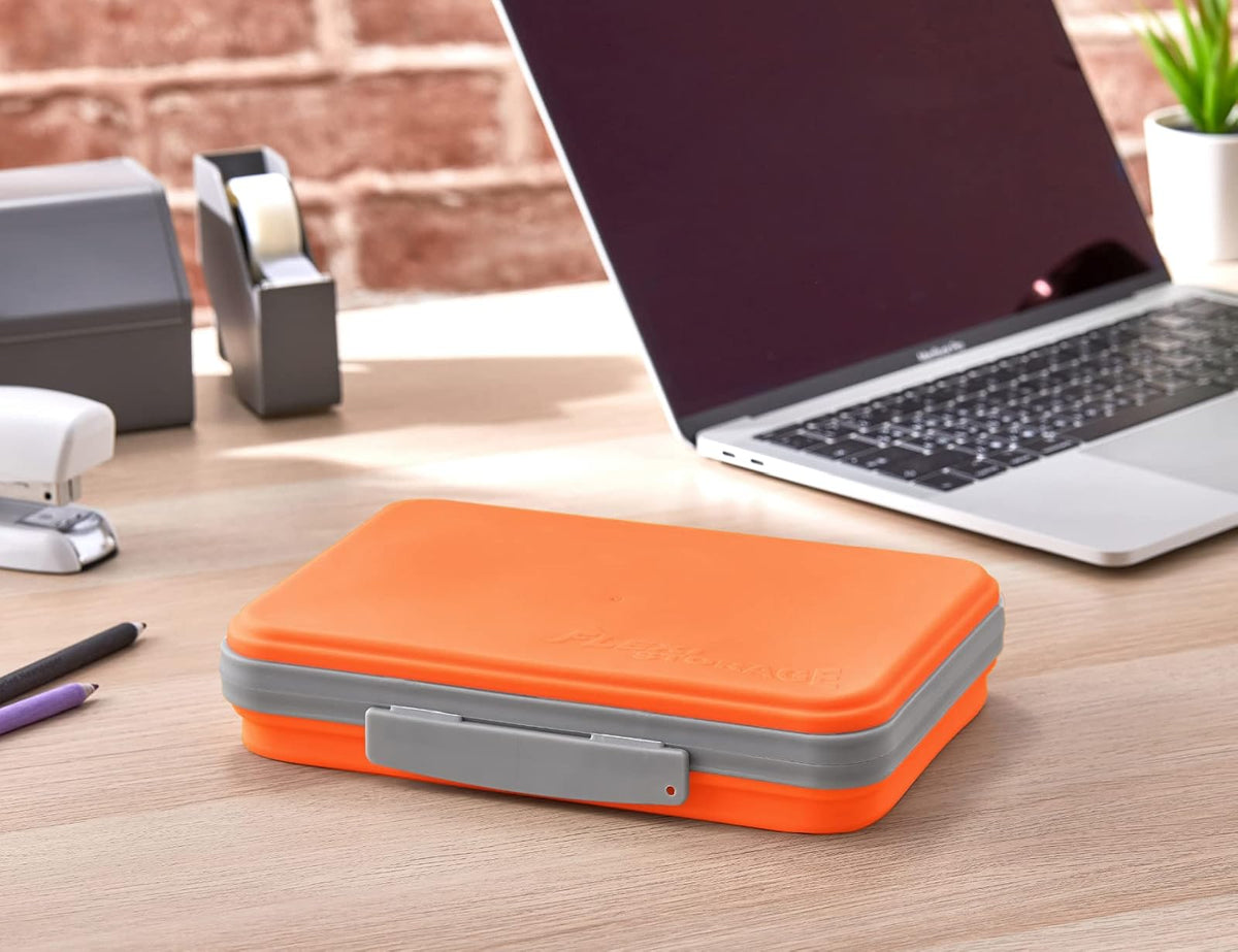 It's Academic Flexi - Caja de almacenamiento con tapa, diseño plegable para manualidades y material escolar, color naranja