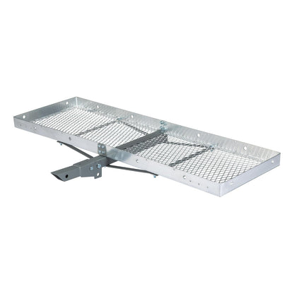 CURT 18100 - Bandeja de aluminio de 60 x 20 pulgadas, capacidad de 500 libras, vástago plegable de 2 pulgadas