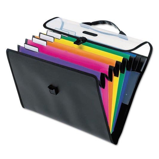 Archivero Pendaflex Expandible Portátil, Carta, Interiores Color, 6 Divisiones, Gancho Para Colgar, Broche, Polipropileno, Pieza, Color Negro, Paquete de 1 (52891)