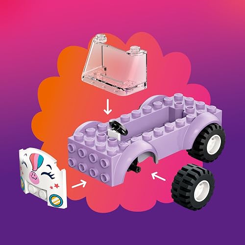 LEGO Friends Auto-Unicornio de Reparto de Pasteles – Juguete – 2 Minipersonajes – Regalo, Pastel, Globo y Dona – Regalo para Niñas, Niños y Preescolares Mayores de 4 Años – 42675