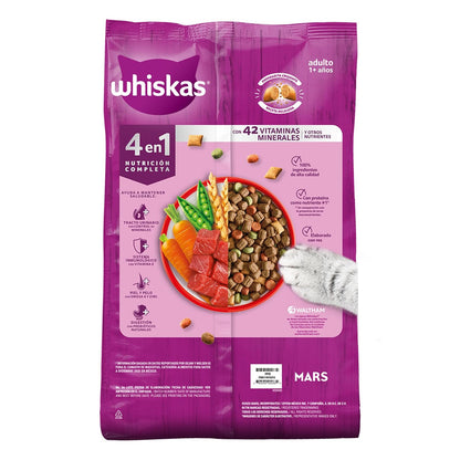 Whiskas Alimento Seco para Gatos Adultos 4 en 1, 100% Nutrición Completa y – Sabor Carne 4.5 kg