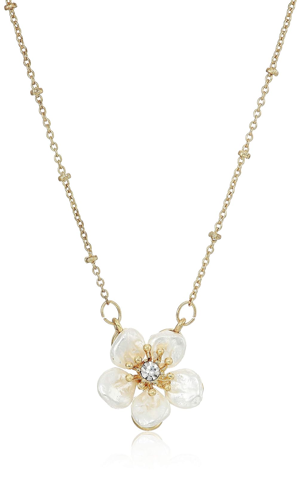 Lonna & Lilly - Collar para Mujer con Colgante de Flor de 40,6 cm, Color Dorado, Blanco y Vidrio, Talla única