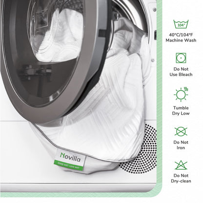 Novilla - Protector de colchón Impermeable, Protector de colchón de bambú tamaño Queen, Funda de colchón de enfriamiento Ajustable, Antideslizante, Ajuste de colchón de 8 a 18 Pulgadas, Color Blanco